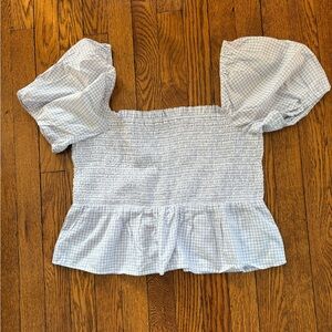 NWOT J Crew Smocked Gingham Top